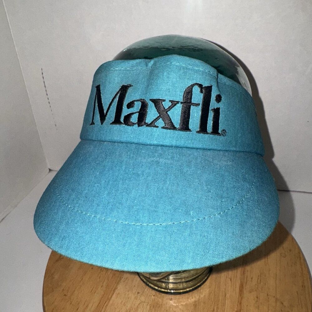 Vintage Maxfli Golf Visor Hat Turquoise Blue Green Made In USA Adjustable Strap